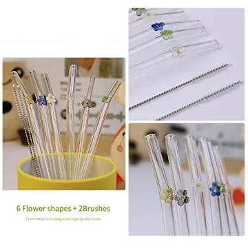 Durable Floral Glass Straws - Shatter Resistant & Eco-Friendly