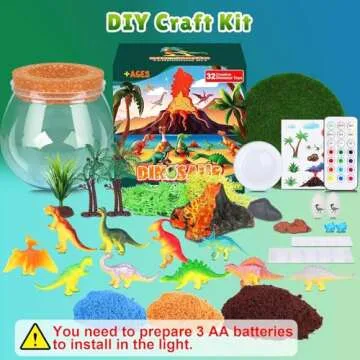 RONSTONE Dinosaur Toys for Boys - Dinosaur Terrarium Kit for Kids - Christmas Birthday Gifts for Boys Ages 4 5 6 7 8 Year Old - Light Up DIY Dinosaur Arts and Crafts for Boys and Kids