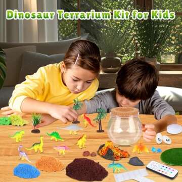 RONSTONE Dinosaur Toys for Boys - Dinosaur Terrarium Kit for Kids - Christmas Birthday Gifts for Boys Ages 4 5 6 7 8 Year Old - Light Up DIY Dinosaur Arts and Crafts for Boys and Kids