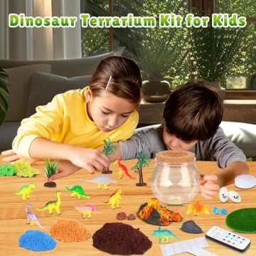 RONSTONE Dinosaur Toys for Boys - Dinosaur Terrarium Kit for Kids - Christmas Birthday Gifts for Boys Ages 4 5 6 7 8 Year Old - Light Up DIY Dinosaur Arts and Crafts for Boys and Kids