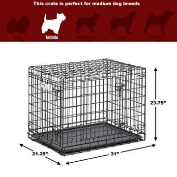 MidWest Homes for Pets Ultima Pro Series 30' Dog Crate | Extra-Strong Double Door Folding Metal Dog Crate w/Divider Panel, Floor Protecting 'Roller Feet' & Leak-Proof Plastic Pan