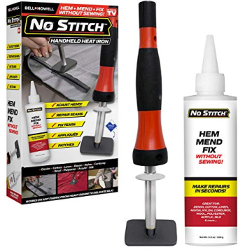 No Stitch Handheld Heat Iron Repair Kit for Fabric - Electric Pressing Wand & Fabric Adhesive Powder...