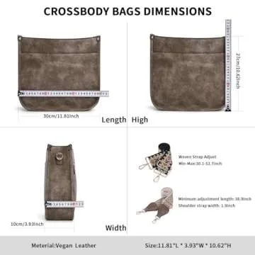 HKCLUF Crossbody Bags for Women Trendy,Vegan Leather Hobo Handbags With 2pcs Adjustable Guitar Strap Cross Body Bags Purse For Women(Apricot)