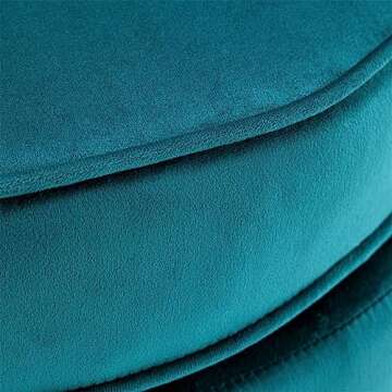 US Pride Furniture Velvet Barrel Chair, Stylish Accent with Scalloped Backrest and Gold Metal Legs, Suitable for Traditional, Modern, and Contemporary Living Rooms, Greenish Blue