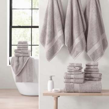 LANE LINEN 24 Piece Luxury Towel Set - 100% Cotton