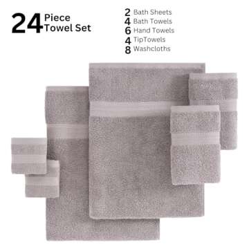 LANE LINEN 24 Piece Luxury Towel Set - 100% Cotton