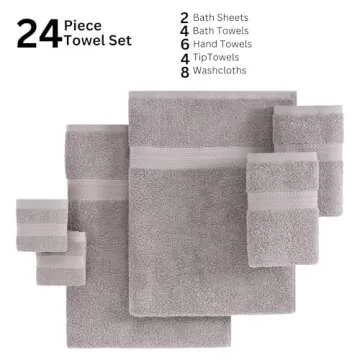 LANE LINEN 24 Piece Luxury Towel Set - 100% Cotton