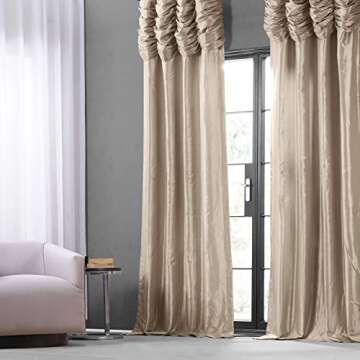 HPD Half Price Drapes Ruched Faux Taffeta Silk Curtains 108 Inches Long Room Darkening Curtains for ...