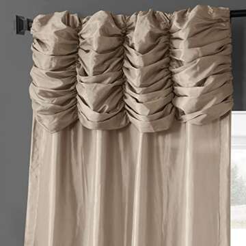HPD Half Price Drapes Ruched Faux Taffeta Silk Curtains 108 Inches Long Room Darkening Curtains for Bedroom & Living Room (1 Panel), 50W x 108L, Antique Beige