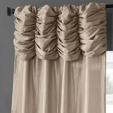 HPD Half Price Drapes Ruched Faux Taffeta Silk Curtains 108 Inches Long Room Darkening Curtains for Bedroom & Living Room (1 Panel), 50W x 108L, Antique Beige