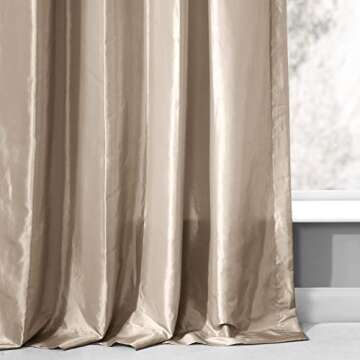 HPD Half Price Drapes Ruched Faux Taffeta Silk Curtains 108 Inches Long Room Darkening Curtains for Bedroom & Living Room (1 Panel), 50W x 108L, Antique Beige