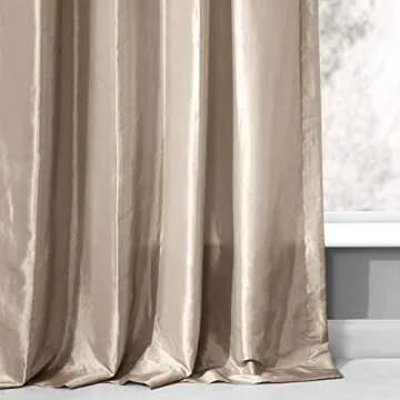 HPD Half Price Drapes Ruched Faux Taffeta Silk Curtains 108 Inches Long Room Darkening Curtains for Bedroom & Living Room (1 Panel), 50W x 108L, Antique Beige