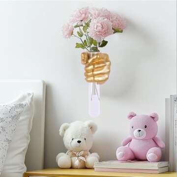 Hand Wall Vase - Unique Gold Hand Sculpture Decor