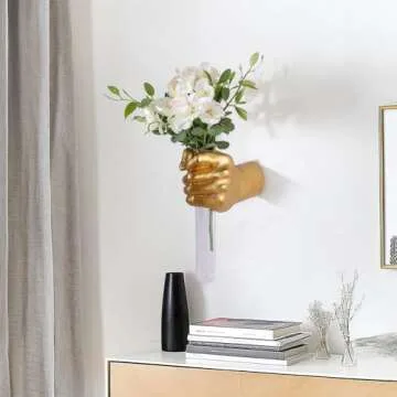 Hand Wall Vase - Unique Gold Hand Sculpture Decor