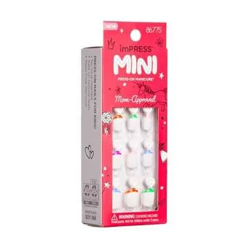 KISS imPRESS Mini Press-On Nails Manicure for Kids - 'French Pop' - Beginner Nail Art Set with Nail File & 20 Fake Nails