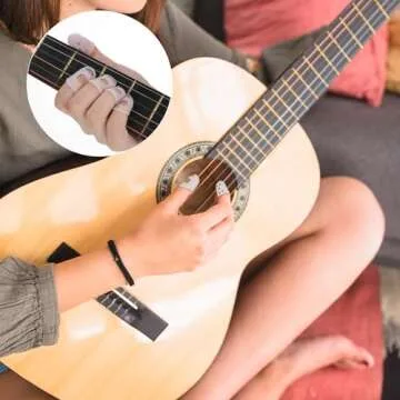 35 PCS Guitar Finger Protectors Silicone Finger Protectors for Guitar Players Guitar Finger Guards 5 Sizes Anti Slip Fingertip Protection Covers Caps for Playing Ukulele Guitar 5 Guitar Pick