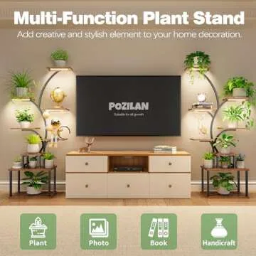 Stylish 8-Tier POZILAN Plant Stand with Grow Light