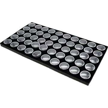 FindingKing 50 Black Gem & Coin Jars Stackable Display Travel Tray