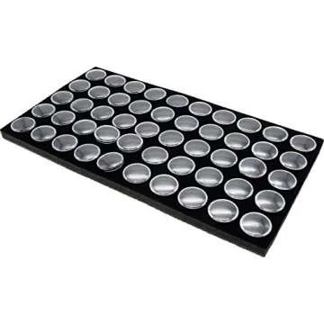 FindingKing 50 Black Gem & Coin Jars Stackable Display Travel Tray
