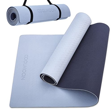 COOLMOON Yoga Mat Non Slip, Anti-Tear 1/4 Thick TPE Yoga Mats for Women and Men, 72"x24" Exercise & ...