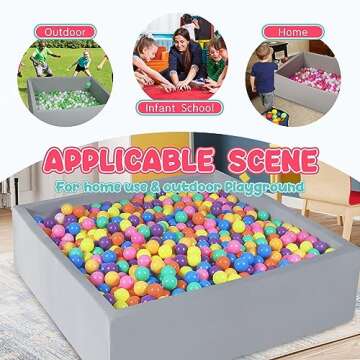 Foam Ball Pit for Toddlers - CALEPTONG 47.2" x 47.2" x 13.8" Large Square Ball Pits for Kids, Soft B...