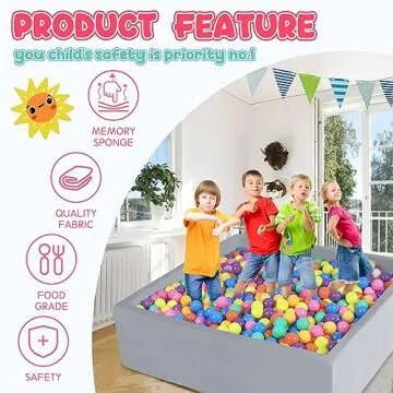 Foam Ball Pit for Toddlers - CALEPTONG 47.2" x 47.2" x 13.8" Large Square Ball Pits for Kids, Soft Baby Playpen Ball Pool Without Balls for Children, Gifts for Boys Girls Indoor Outdoor Game