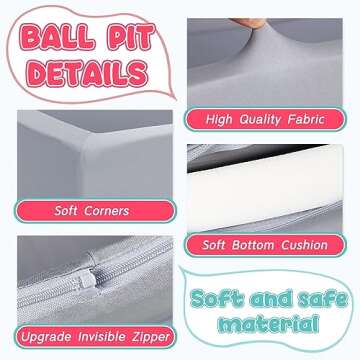 Foam Ball Pit for Toddlers - CALEPTONG 47.2" x 47.2" x 13.8" Large Square Ball Pits for Kids, Soft Baby Playpen Ball Pool Without Balls for Children, Gifts for Boys Girls Indoor Outdoor Game