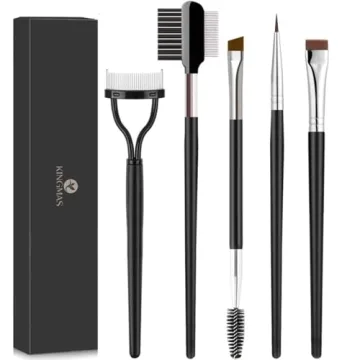 KINGMAS Eyebrow Brush & Eyelash Separator Eyeliner Brush and Brow Comb Lash Spoolie Brush, Steel Mas...