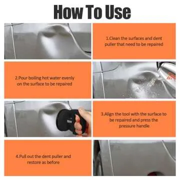 INBUGZ 3 PCS Dent Puller,Car Dent Puller,Car Dent Remover Tools for Car Dent Repair, Glass, Screen, Tiles & Objects Moving Black&Orange