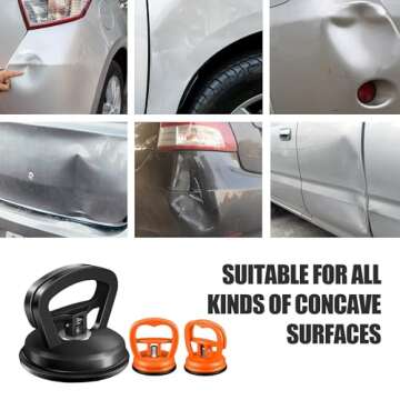 INBUGZ 3 PCS Dent Puller,Car Dent Puller,Car Dent Remover Tools for Car Dent Repair, Glass, Screen, Tiles & Objects Moving Black&Orange