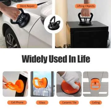 INBUGZ 3 PCS Dent Puller,Car Dent Puller,Car Dent Remover Tools for Car Dent Repair, Glass, Screen, Tiles & Objects Moving Black&Orange