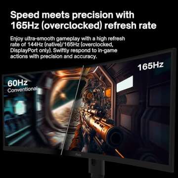 Pixio PXC348C 34 inch 165Hz Refresh Rate UWQHD 1440p Ultrawide Resolution 1500R Curve VA Panel 1ms Response Time USB-C Displayport 65W Charging AMD FreeSync Premium HDR Curved Gaming Monitor