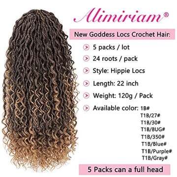 120 Strands Boho Goddess Locs Crochet Hair 22inch Omber Blonde River Faux Locs Crochet Hair Curly Fa...