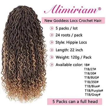 120 Strands Boho Goddess Locs Crochet Hair 22inch Omber Blonde River Faux Locs Crochet Hair Curly Fa...