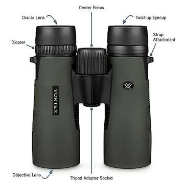 Vortex Optics Diamondback HD 10x50 Binoculars - HD Optical System, Non-slip Grip, Waterproof, Fogproof, Shockproof, Included GlassPak - Unlimited, Unconditional Warranty