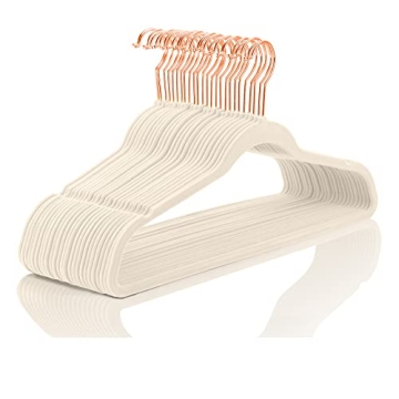 MIZGI Premium Velvet Huggable Hangers - Heavy Duty Space Saving (50 Pack) - Non Slip Velvet Suits wi...