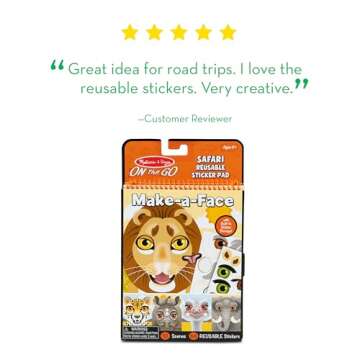 Melissa & Doug Make-a-Face Safari Reusable Sticker Pad