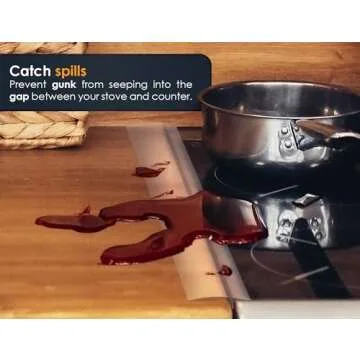 Linda’s Essentials Silicone Stove Gap Covers (2 Pack), Heat Resistant Oven Gap Filler Seals Gaps Between Stovetop and Counter, Easy to Clean Stove Gap Guard (25 Inches, Clear)