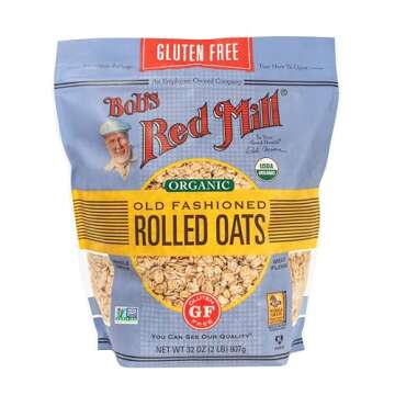 Bob's Red Mill Gluten Free Organic Old Fashioned Rolled Oats, 32oz (Pack of 4) - Non GMO, Whole Grai...
