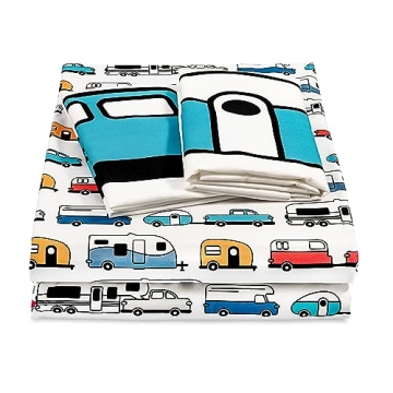 Cheerful Camper RV Queen Sheet Set for Ultimate Comfort