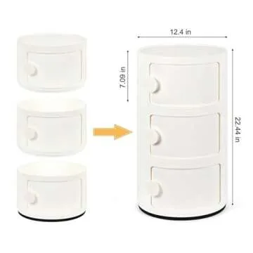 MhaRt 3 Drawer Sliding Barrel Modern Bedroom Nightstand, White nightstand Small Cabinet,Modern Style...