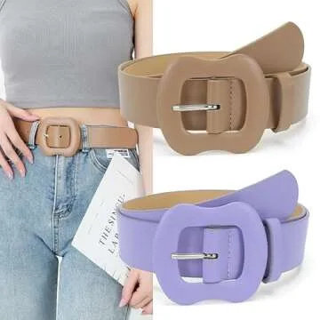 SJYFAL Women Leather Belts Grommet Fashion Dress Belt Ladies Waist Belts for Jeans Dress Pants