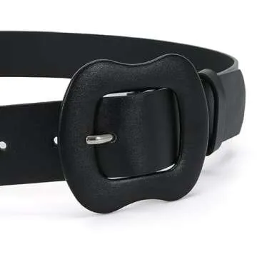 SJYFAL Women Leather Belts Grommet Fashion Dress Belt Ladies Waist Belts for Jeans Dress Pants