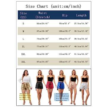 Women Summer Sequins Shorts High Waist Casual Loose A Line Hot Pants Sparkly Clubwear Night-Out Skor...