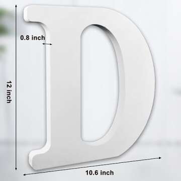 AOCEAN 12 Inch White Big Wood Letters Unfinished Wooden Letters for Wall Decor Decorative Standing L...