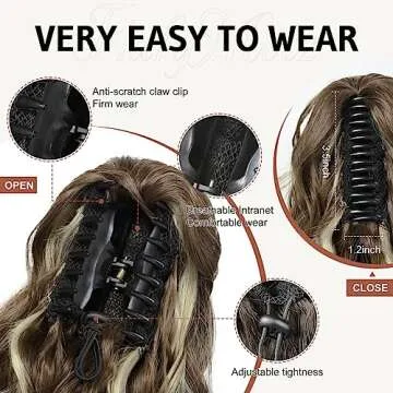 FLUFYMOOZ Wavy Curly Claw Clip Ponytail Extension 18 Inch