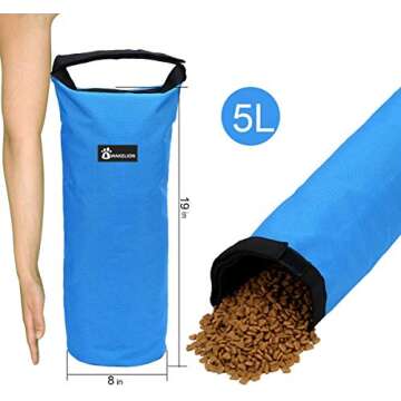 Awakelion Dog Food Travel Bag Kit, 5L Large Dog Food Storage Container+Travel Collapsible Dog Bowls for Food & Water, BPA Free, Leakproof, Pet Safe,Dog Camping Gear for Camping Hiking