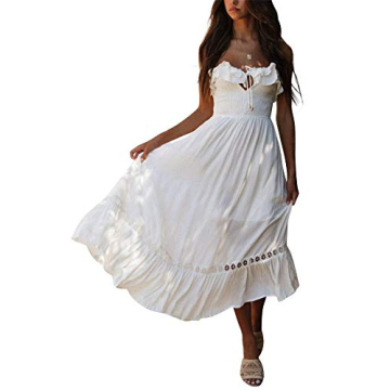 BOCOTUBE Women's Summer Sleeveless Strapless Ruffle Off The Shoulder Swing Cocktail Party Dress