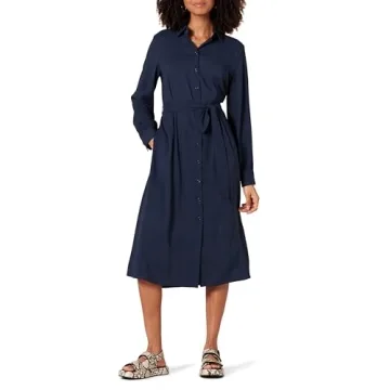 Amazon Essentials Women's Long Sleeve Georgette Midi Dress in Navy, X-Large