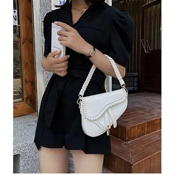 ANLJED Women Trendy Saddle Shoulder Bag Clutch Purse Underarm Handbag Satchel HandBag Crossbody Bag
